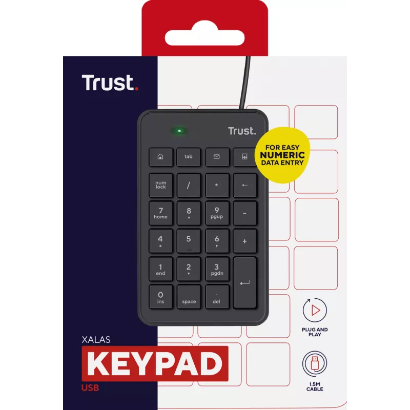 Trust 22221 teclado numérico portátil/PC USB preto