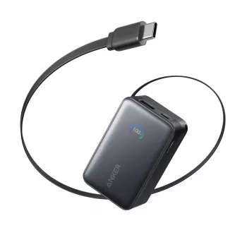 Powerbank Anker Nano 45W com cabo USB-C retrátil integrado A1638H11 10000 mAh preto