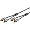 Cabo de áudio WENTRONIC Goobay 65293 — 2 m, 2×ficha RCA para 2×ficha RCA, cobre, contactos banhados a ouro, blindagem magnética, cinzento
