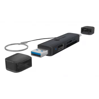 Leitor de cartões icybox 61179 – USB 3.2 Gen1 3-em-1, conectores USB Type-C e Type-A
