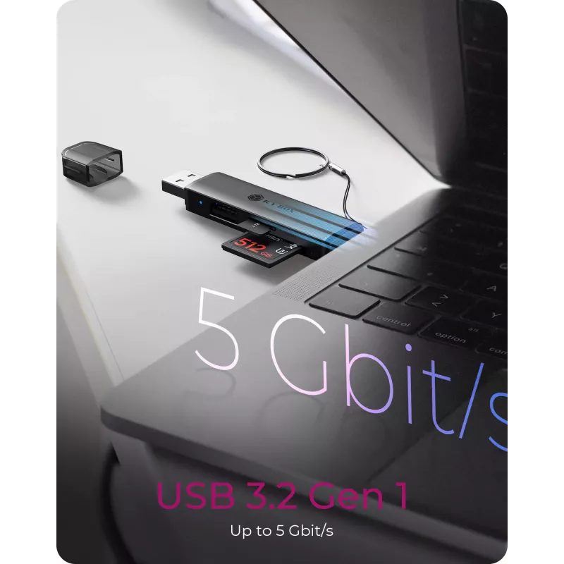 Leitor de cartões icybox 61179 – USB 3.2 Gen1 3-em-1, conectores USB Type-C e Type-A