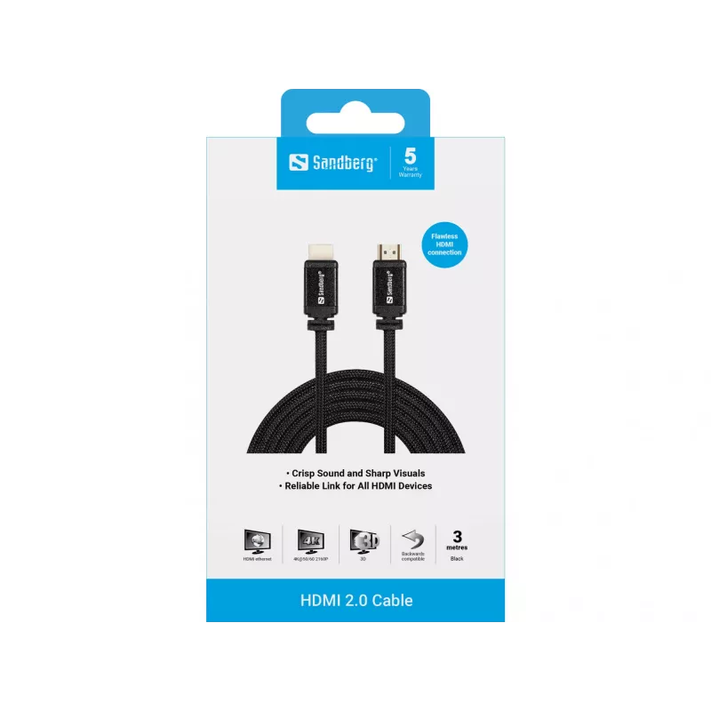 Cabo HDMI Sandberg HDMI 2.0 19M-19M 3m