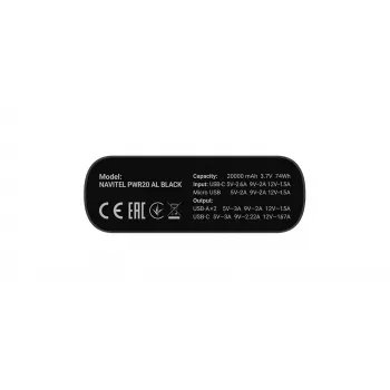 Carregador portátil Navitel PWR20 AL preto 20000 mAh