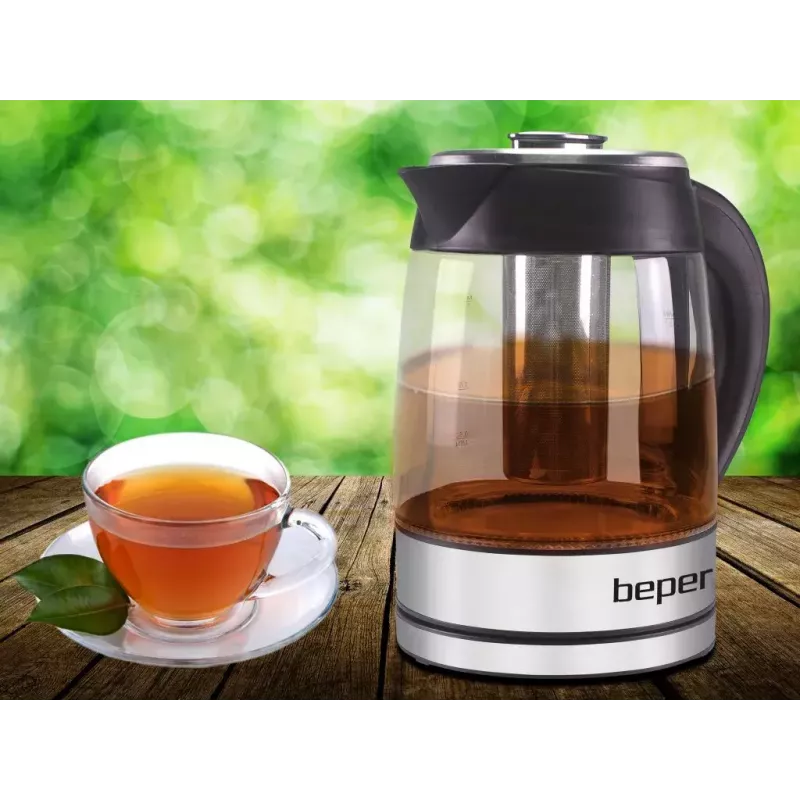 Chaleira elétrica Beper 1,8 L 2200 W transparente