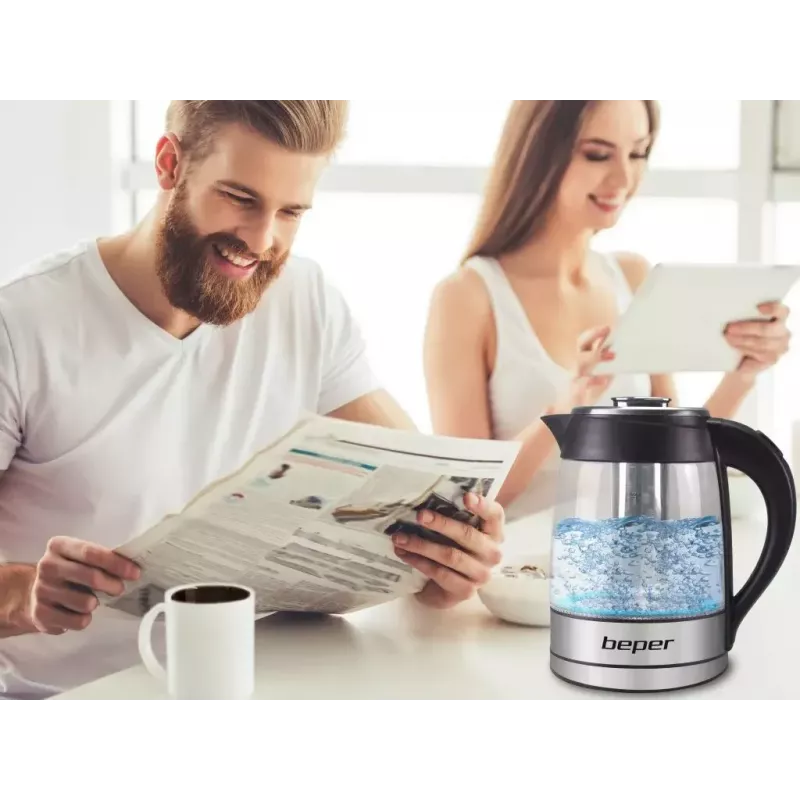 Chaleira elétrica Beper 1,8 L 2200 W transparente