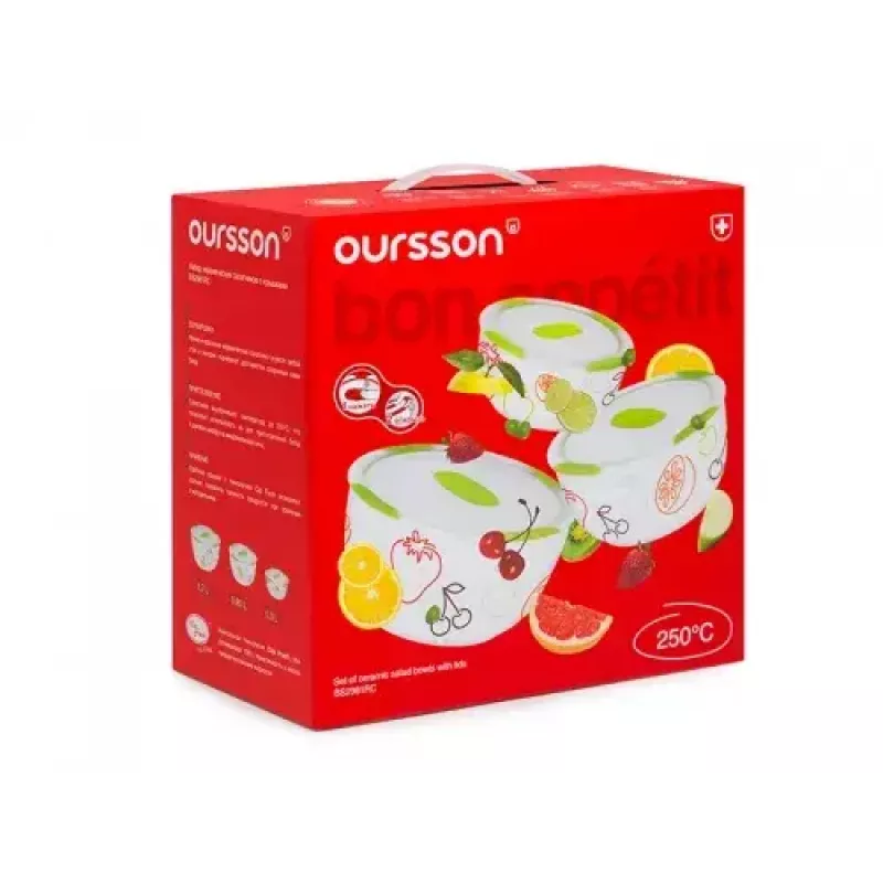 Conjunto de saladeiras de cerâmica Oursson BS2981RD/GA, maçã verde