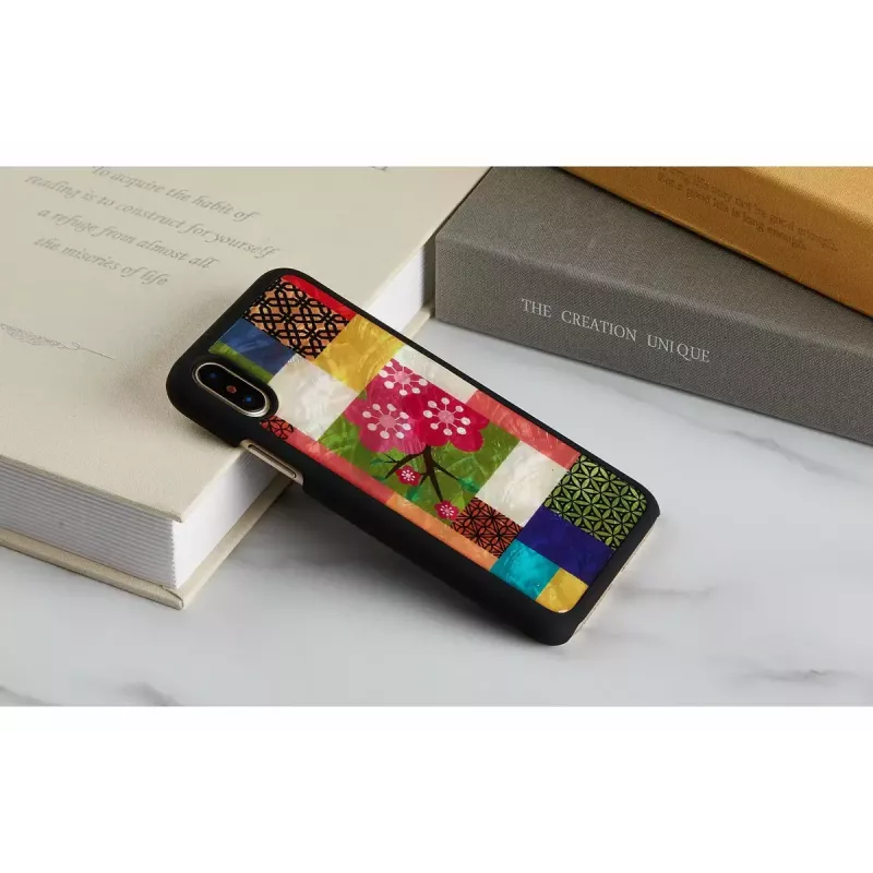 Capa para smartphone iKins para iPhone XS/S — design Kirschblüten branco, proteção rígida ajustada