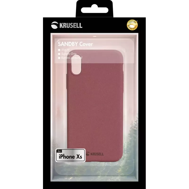 Capa tipo carteira Krusell Sandby iPhone X/XS bordô