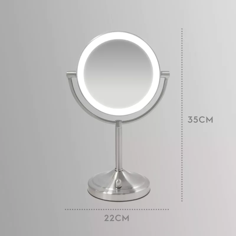Espelho de maquilhagem HoMedics MIR-8150-EU de pé redondo aço inoxidável