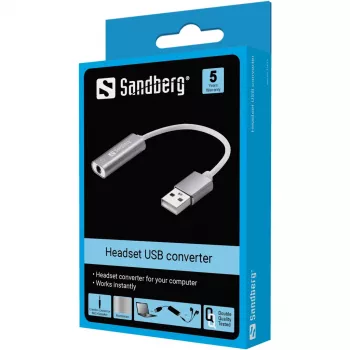 Conversor USB para headset Sandberg Conversor USB para headset Sandberg
