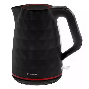 Chaleira elétrica MANTA KTL9230B 1.7L 2200W preta, corpo em plástico, controlador Strix, indicador de nível de água