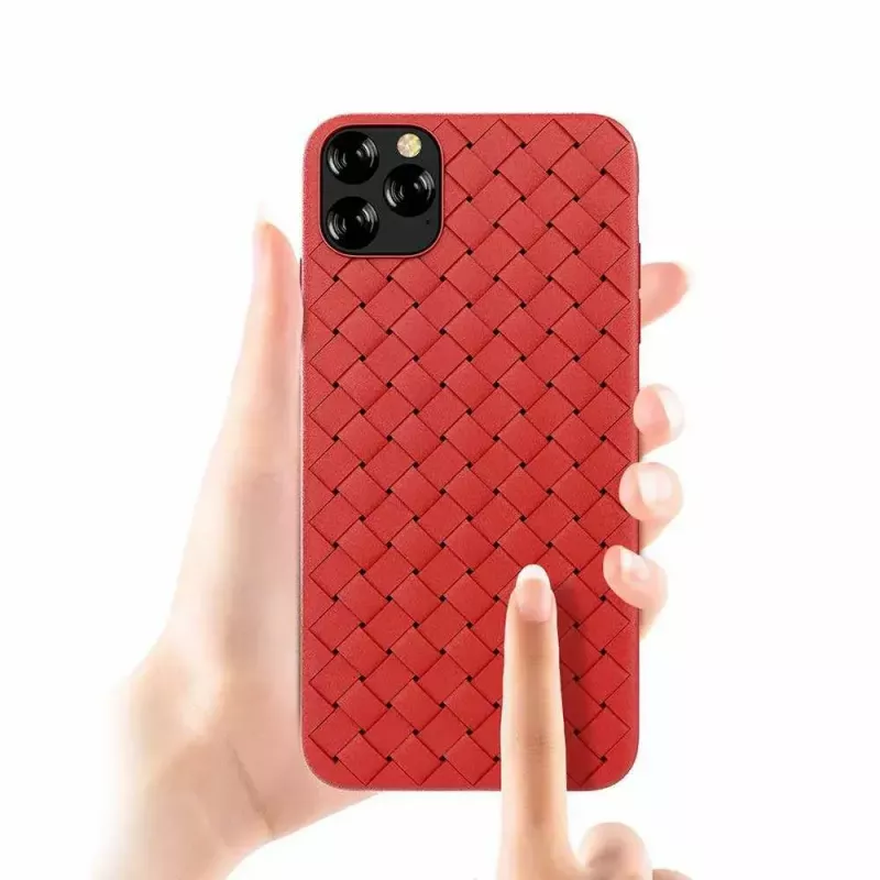 Capa macia para telemóvel Devia para iPhone 11 Pro — padrão tecido, vermelho