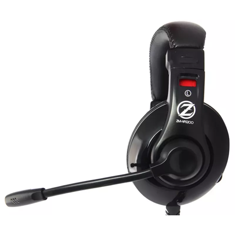 Auscultadores com microfone Zalman ZM-HPS200 com fios arco de cabeça gaming preto