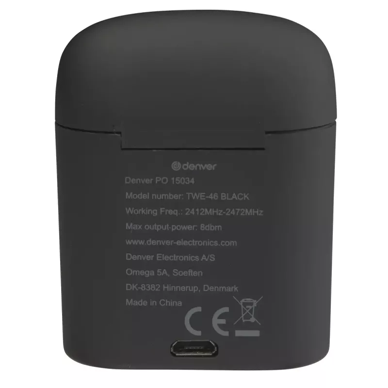 Auscultadores com microfone Denver TWE-46 preto