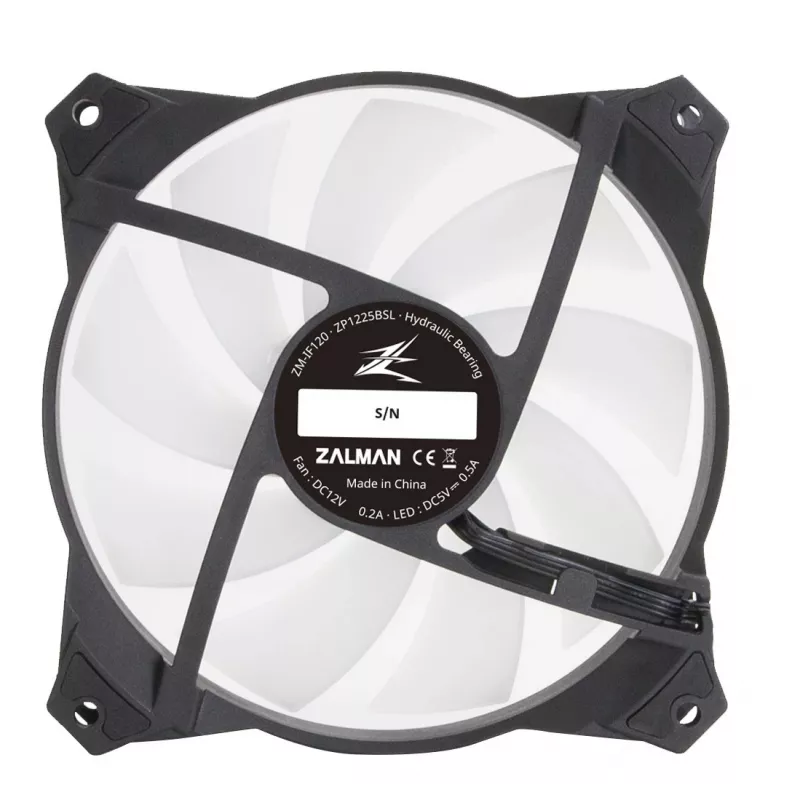 Zalman ZM-IF120 120mm Milky White Ventoinha aRGB efeito Infinity 1.200 rpm 21,0 dB(A) 55,2 CFM caixa de computador 12 cm