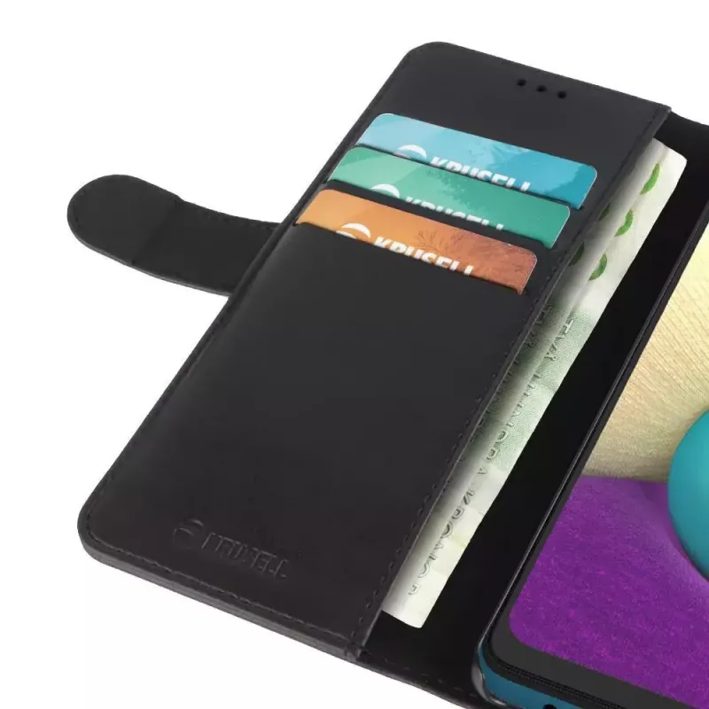 Capa com carteira Krusell Galaxy A02 16,5 cm Preto 3 compartimentos para cartões