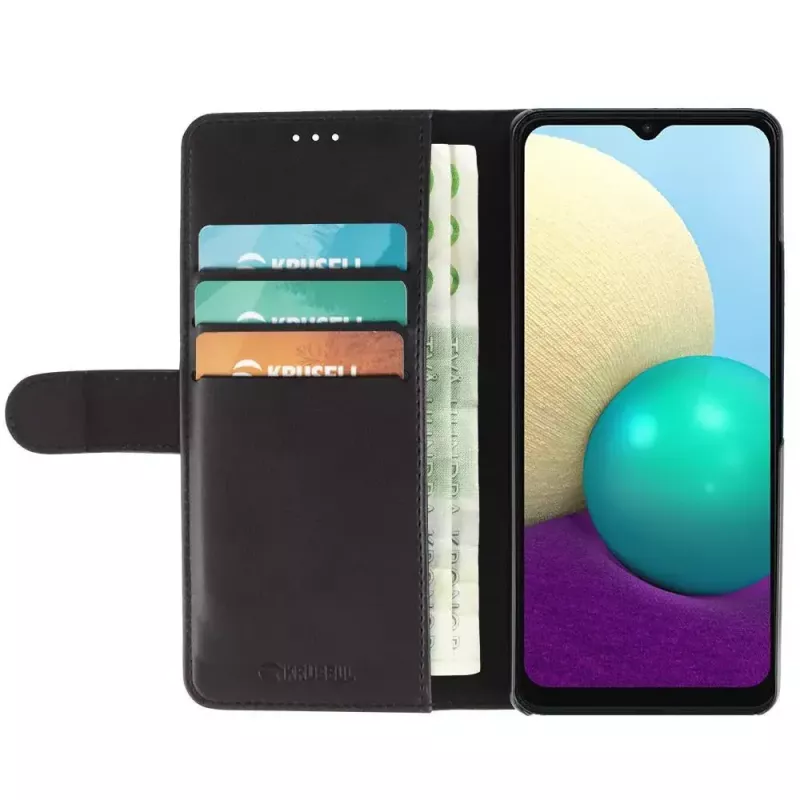 Capa com carteira Krusell Galaxy A02 16,5 cm Preto 3 compartimentos para cartões
