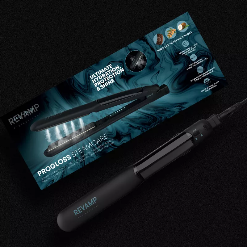 Ferro de alisar Revamp Progloss Steamcare ST-1600-EU Vapor Preto 3 m
