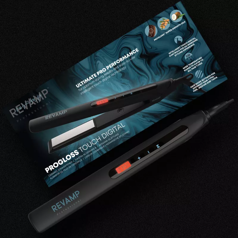 Revamp Progloss Touch Digital Ferro de alisar Warm Preto 3 m