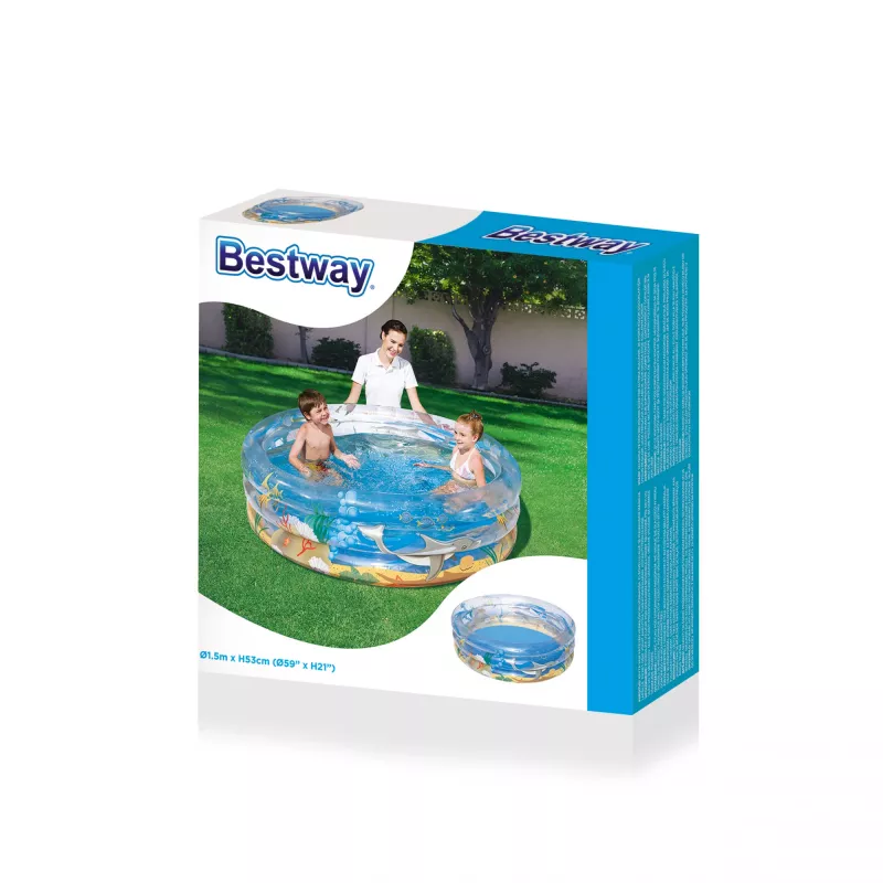 Piscina insuflável Bestway transparente Vida Marinha Φ1,5m x A53cm