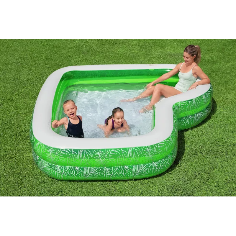 Bestway 7'7 polegadas x 7'7 polegadas x 20 polegadas/2,31 m x 2,31 m x 51 cm piscina familiar Tropical Paradise