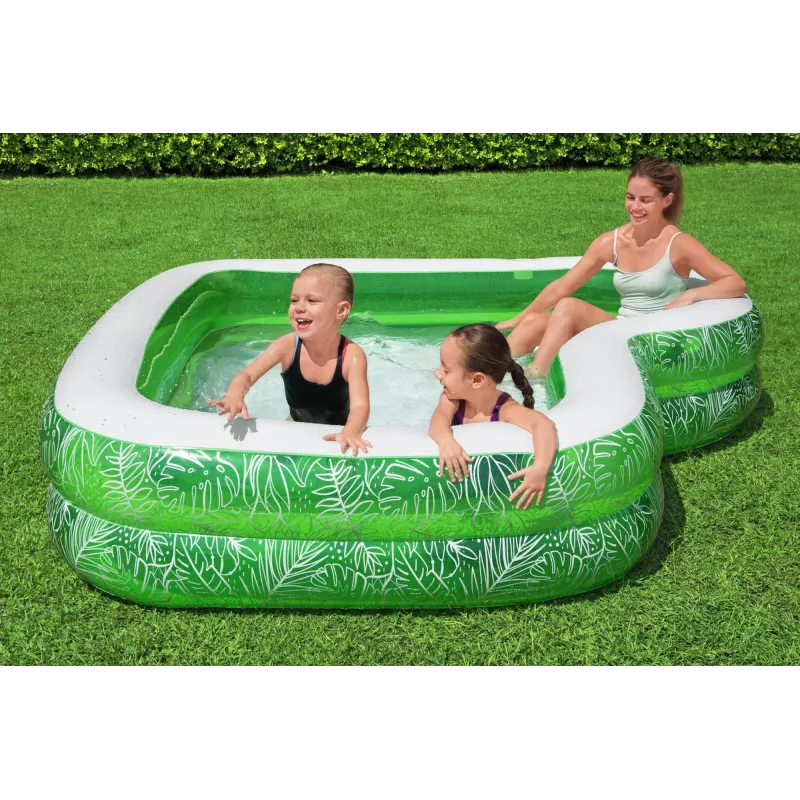 Bestway 7'7 polegadas x 7'7 polegadas x 20 polegadas/2,31 m x 2,31 m x 51 cm piscina familiar Tropical Paradise