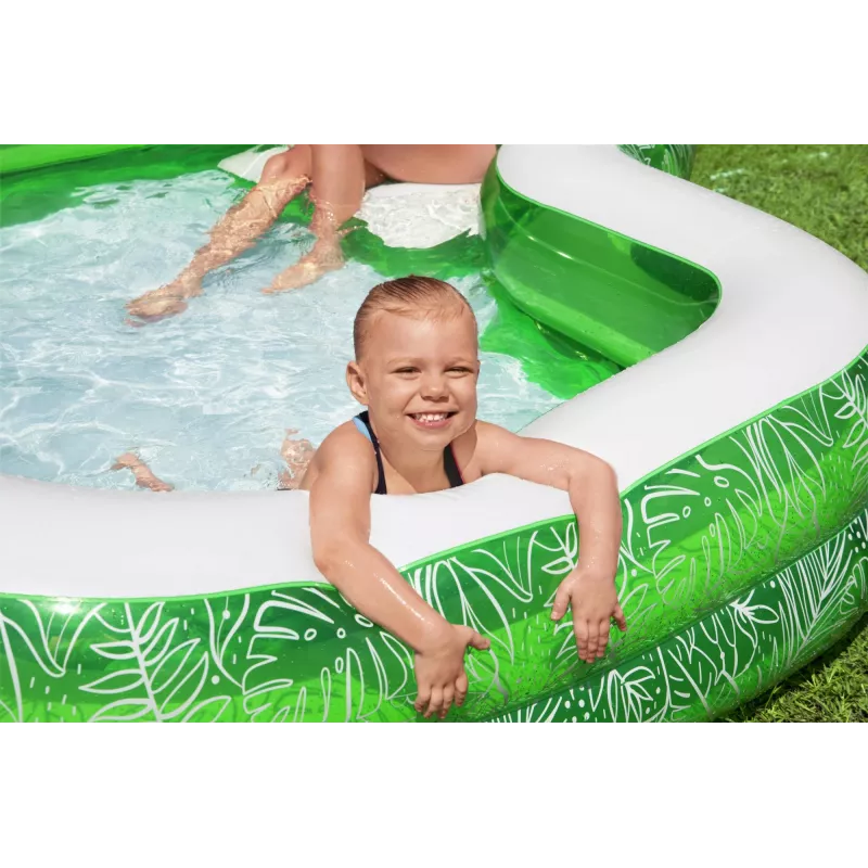 Bestway 7'7 polegadas x 7'7 polegadas x 20 polegadas/2,31 m x 2,31 m x 51 cm piscina familiar Tropical Paradise