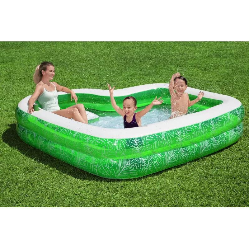 Bestway 7'7 polegadas x 7'7 polegadas x 20 polegadas/2,31 m x 2,31 m x 51 cm piscina familiar Tropical Paradise
