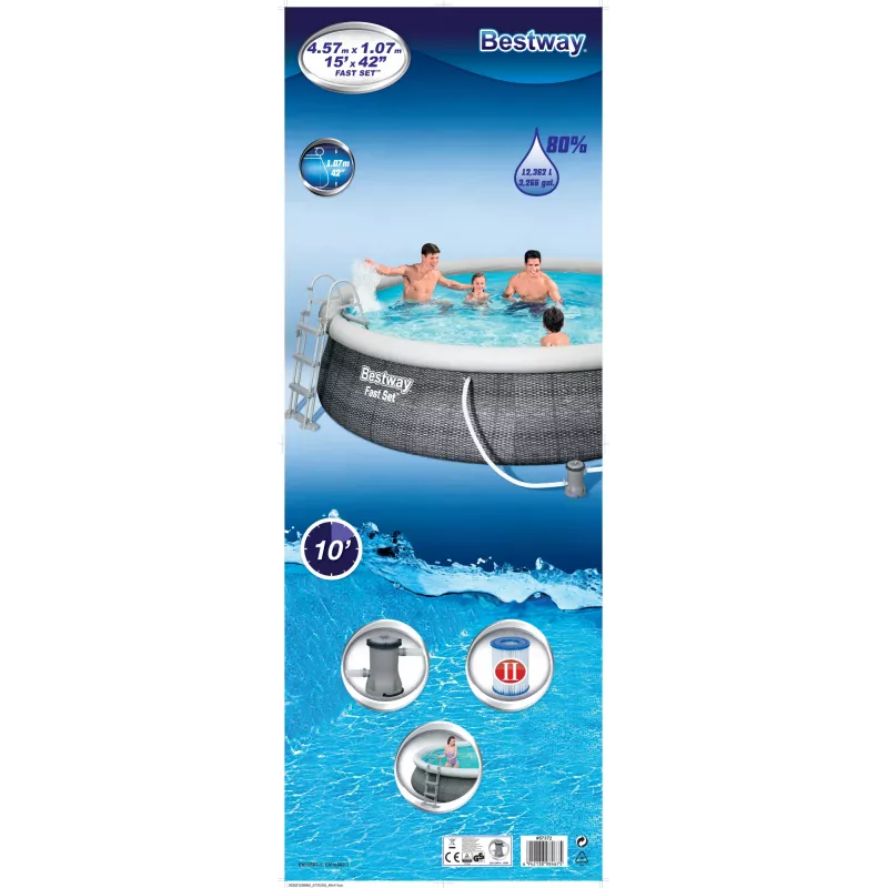 Bestway 57372 piscina insuflável redonda 12362 L cinzento
