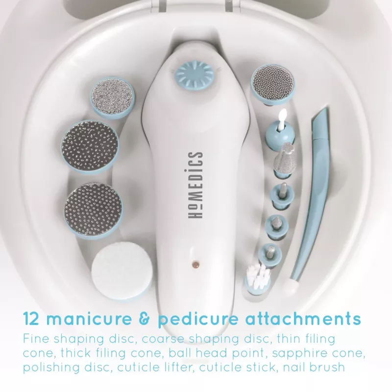 Conjunto de aparelho de manicure e pedicure HoMedics MAN-3023A-EU 2 acessórios plástico azul branco