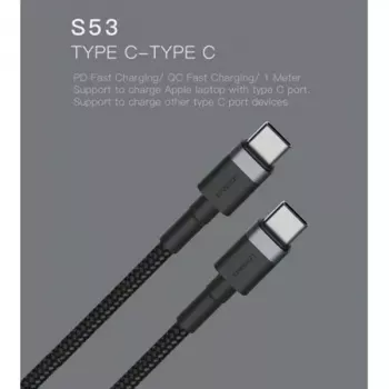 Cabo USB-C para USB-C Orsen S53, 1 m, 3 A, vermelho