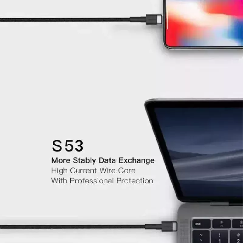 Cabo USB-C para USB-C Orsen S53, 1 m, 3 A, vermelho