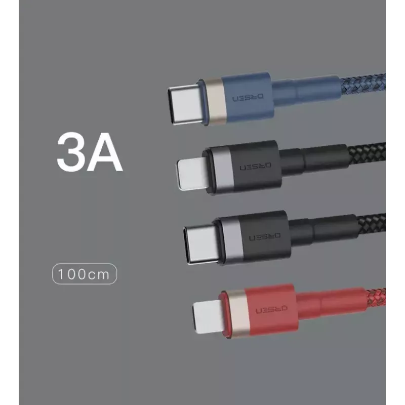 Cabo USB Type-C para Lightning Orsen S51, 3 A, 1 m, azul