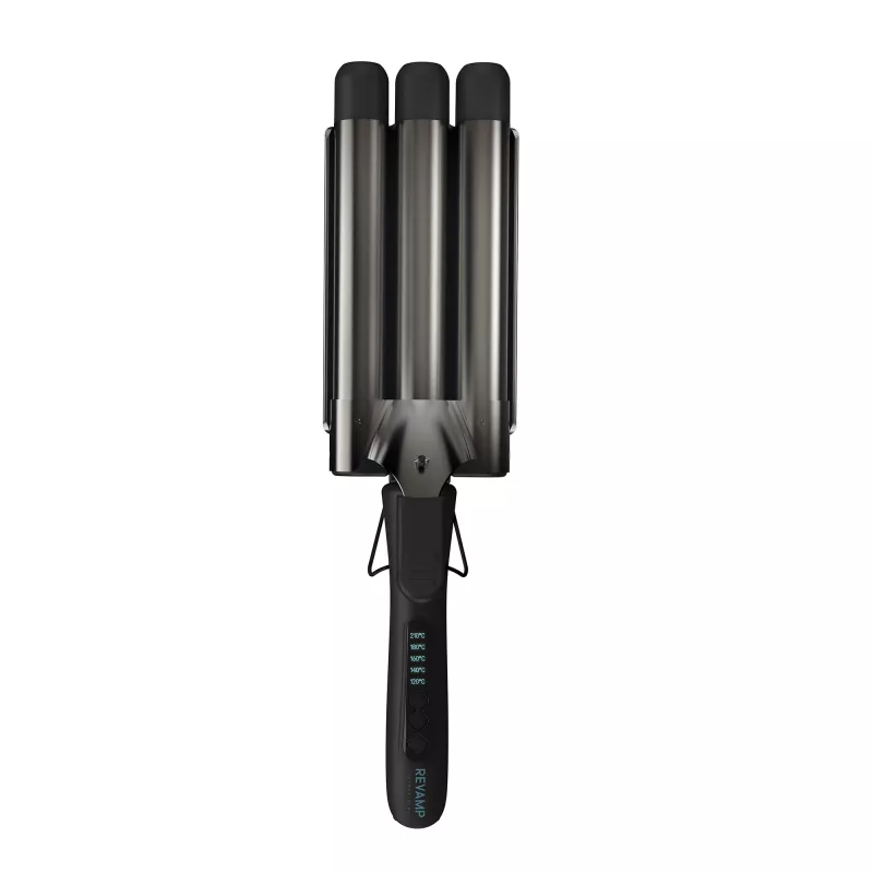 Ferro texturizador Revamp Progloss Deep Beach Waver quente preto 3 m