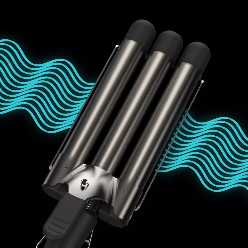 Ferro texturizador Revamp Progloss Deep Beach Waver quente preto 3 m
