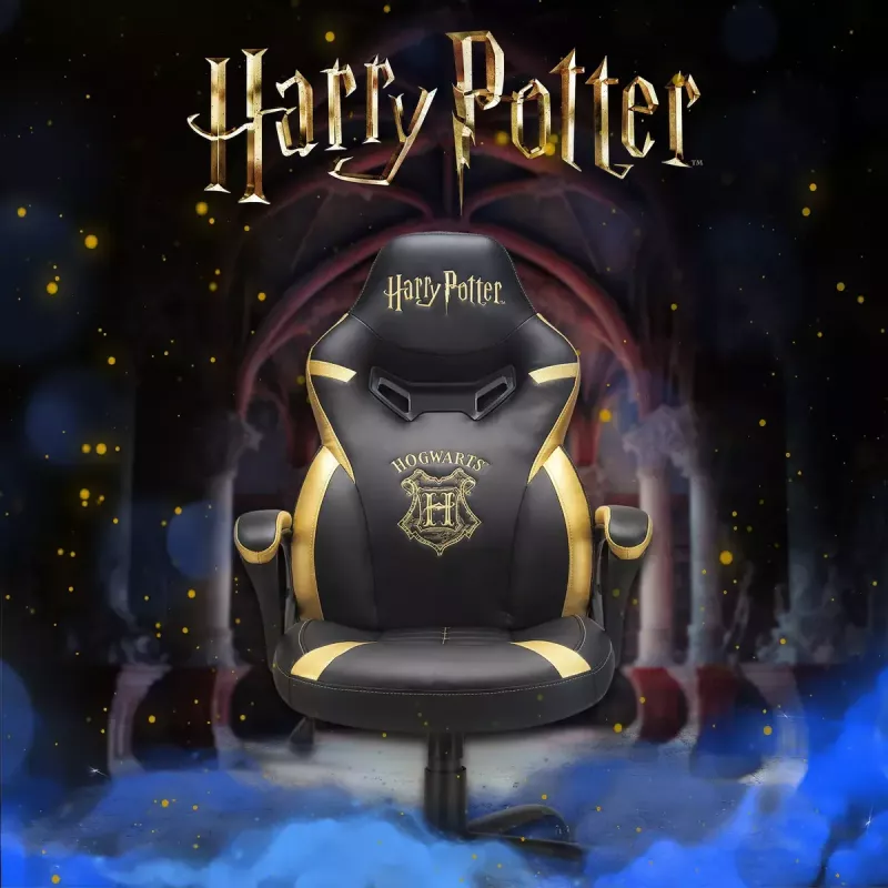 Cadeira gaming para PC Subsonic Junior Hogwarts assento acolchoado preto amarelo