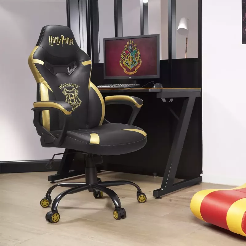Cadeira gaming para PC Subsonic Junior Hogwarts assento acolchoado preto amarelo