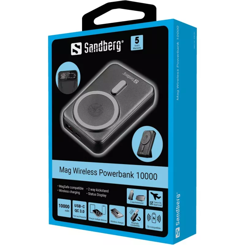 Powerbank portátil Sandberg Mag Wireless Powerbank 10000, 10000 mAh