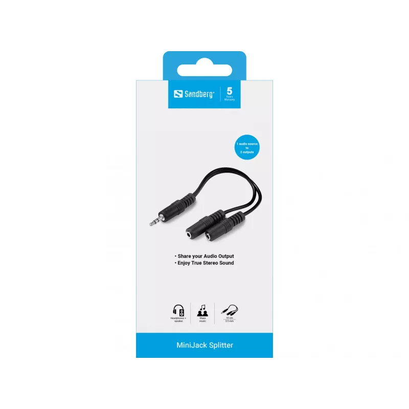 Splitter de áudio Sandberg MiniJack 1->2 502-16