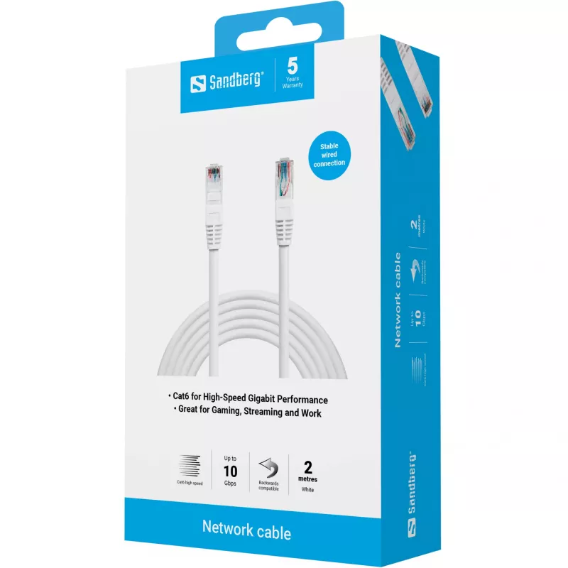 Cabo de rede Sandberg UTP Cat6 RJ-45 2 m branco