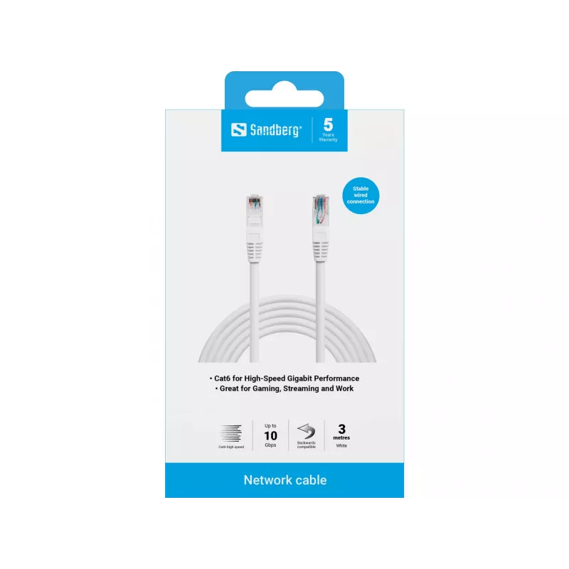 Cabo de rede Sandberg UTP Cat6 RJ-45 3 m branco