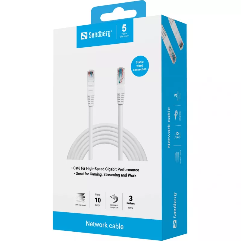 Cabo de rede Sandberg UTP Cat6 RJ-45 3 m branco