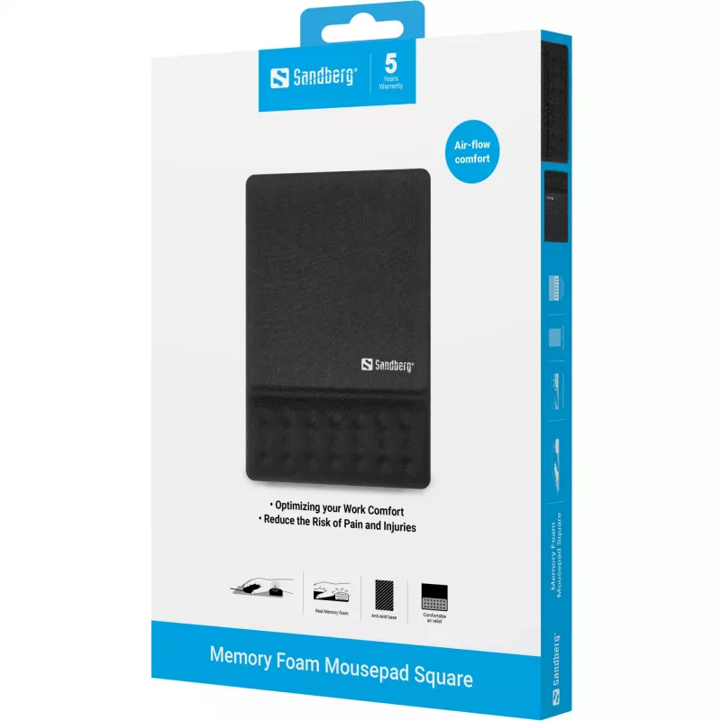 Tapete de rato Sandberg Memory Foam Quadrado