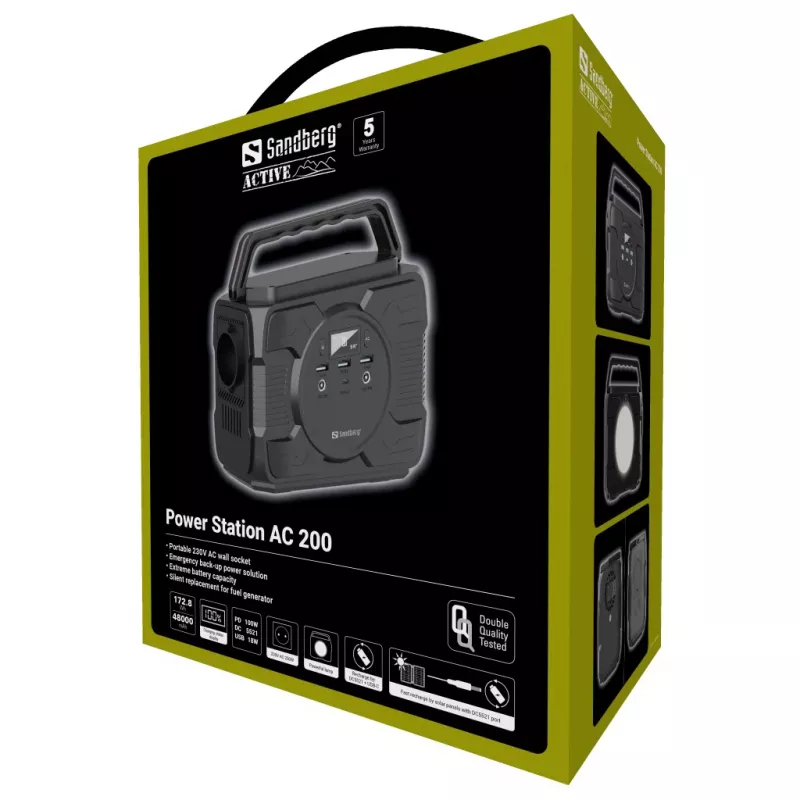 Estação de energia portátil Sandberg Power Station AC 200, 48000 mAh