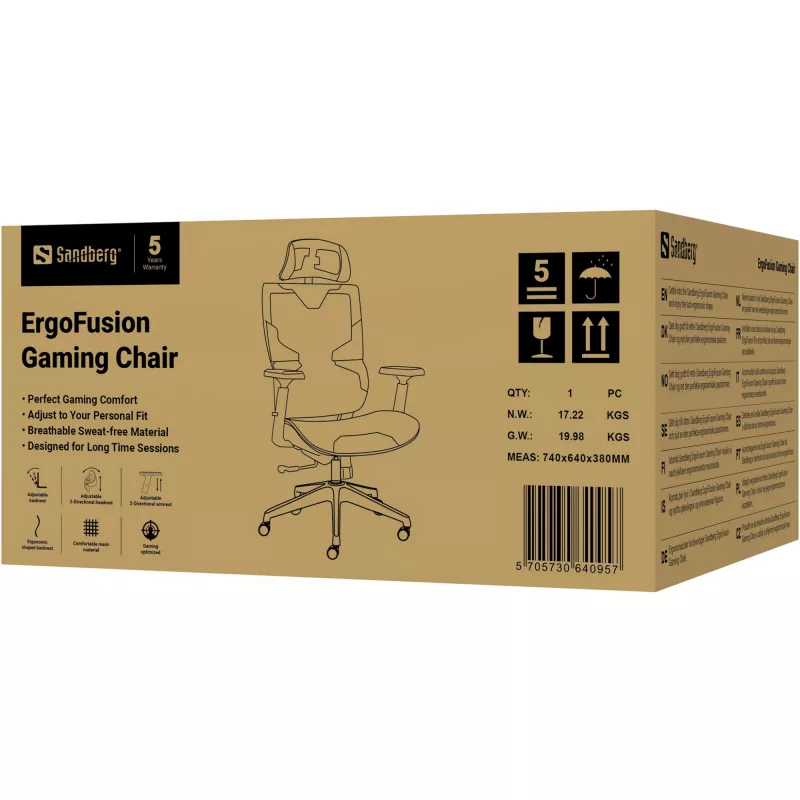 Cadeira gaming Sandberg ErgoFusion peso máximo do utilizador 150 kg