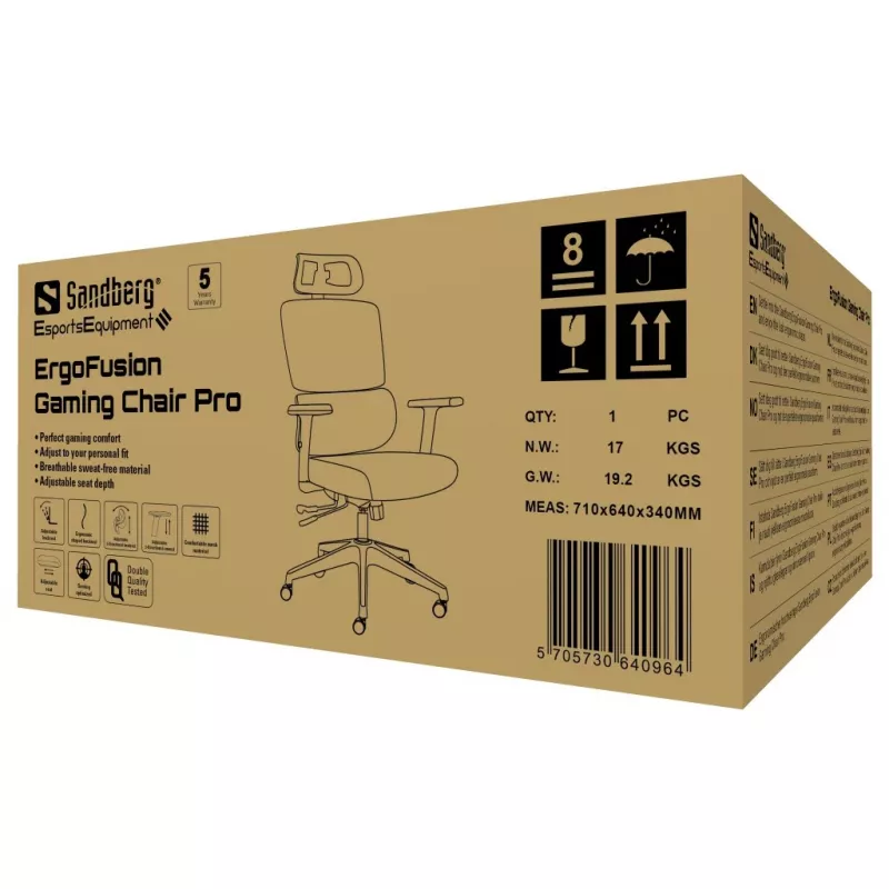 Cadeira gaming Sandberg ErgoFusion Pro 150 kg peso máximo do utilizador