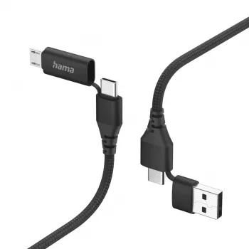 Cabo USB Hama 00201537 USB 2.0 1,5 m USB-A/USB-C USB-C/Micro-USB B preto