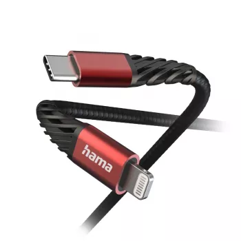 Cabo Hama Extreme Lightning para USB-C 1,5 m 3A preto vermelho