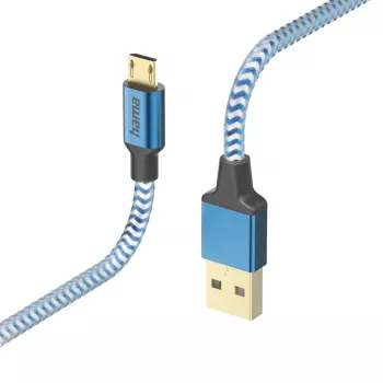 Cabo USB Hama Reflective USB 2.0 1,5 m USB A Micro-USB B azul