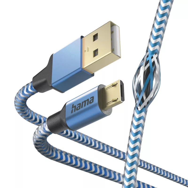 Cabo USB Hama Reflective USB 2.0 1,5 m USB A Micro-USB B azul